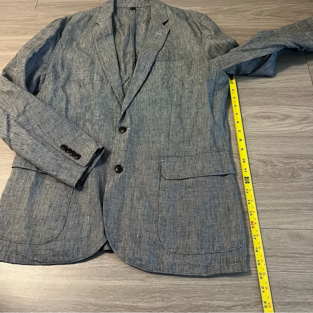 J. Crew, 42R, 100% linen, Charcoal / Gray / Black Gingham, Blazer‎